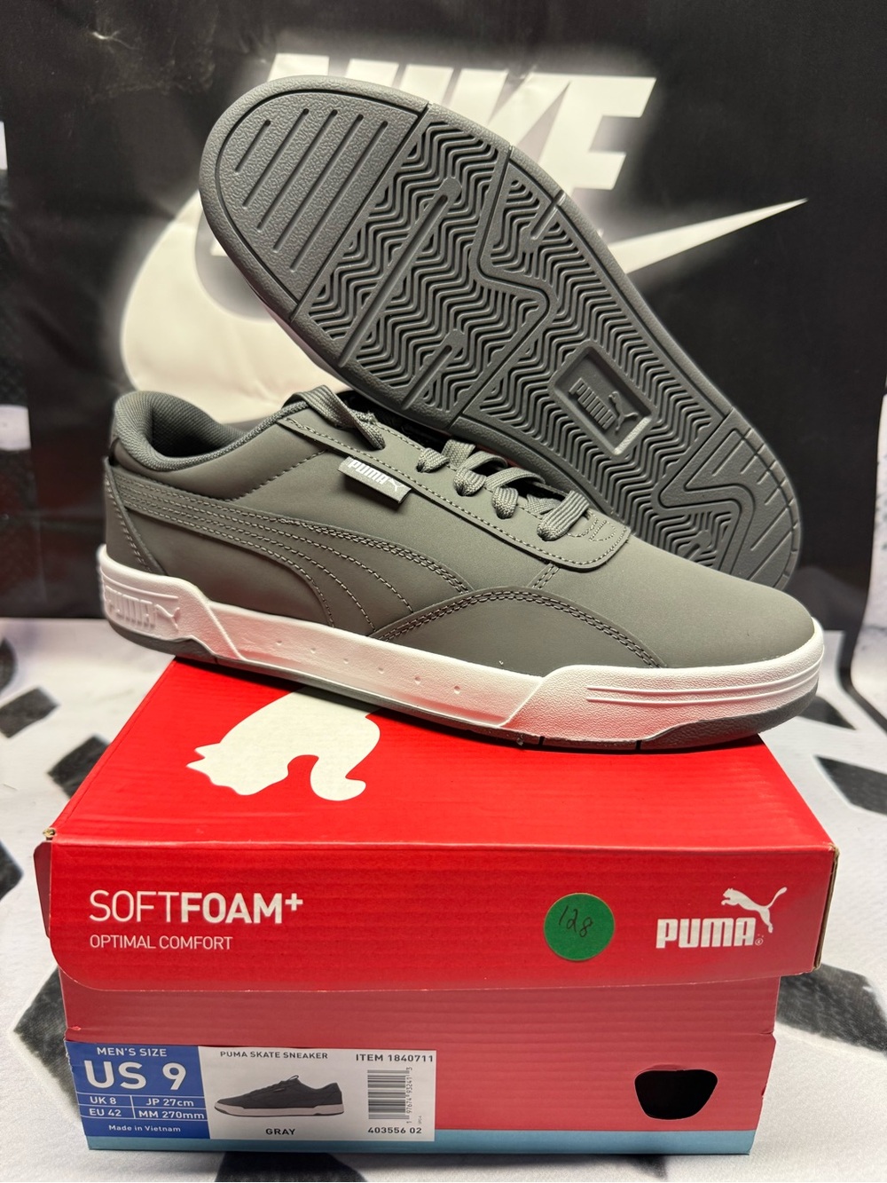 Puma Men’s Gray Low-Top Sneakers with White Midsole